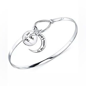 Unwritten Sterling Bangle Charm Bracelet I Love You To‎ The Moon And Back